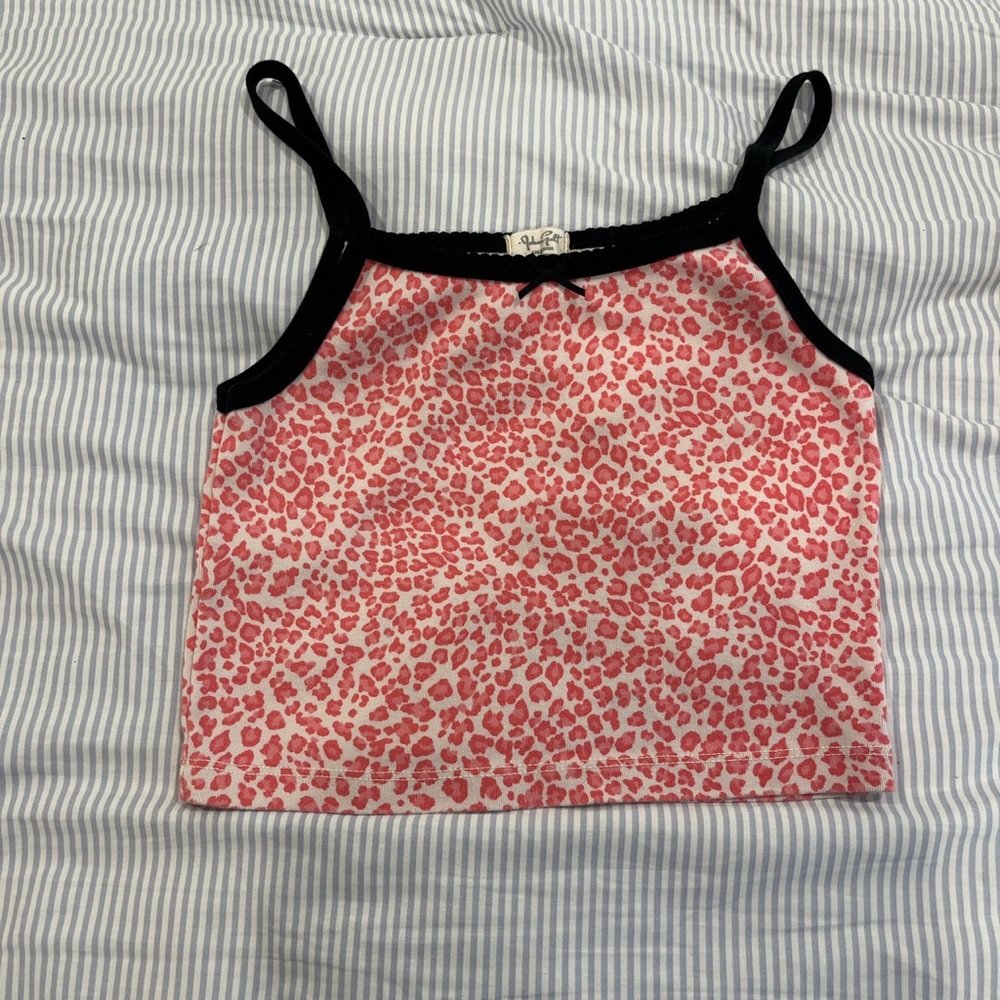Pink and white cheetah print tank top by Brandy Melville
